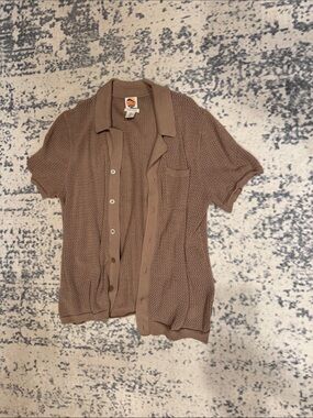 C&C California Brown Short-Sleeve Knit Shirt Jacket